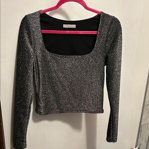 Shimmering Black Long Sleeve Top